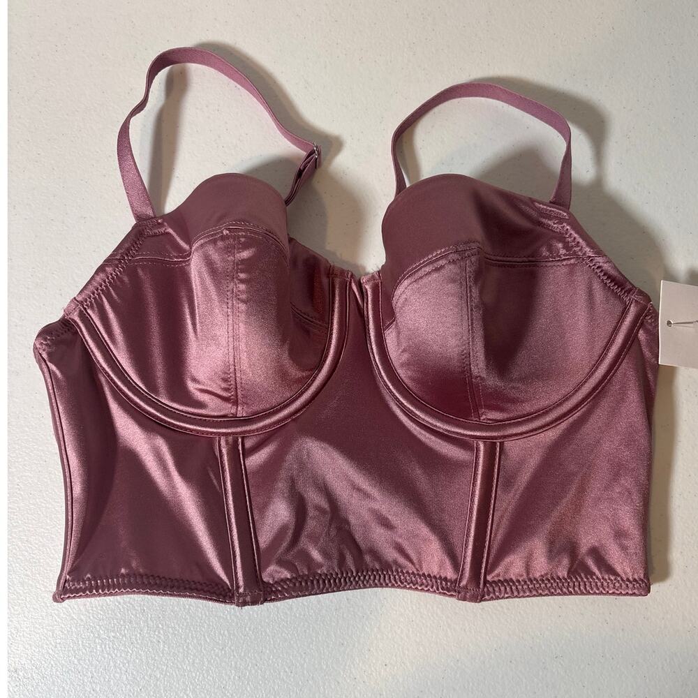 Auden NWT Size XS Mauve Pink Satin Lightly Lined Lingerie Corset Style Bra
